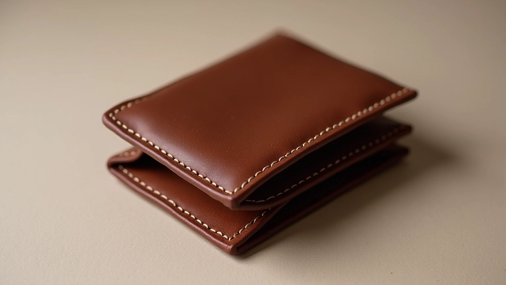 Ručně šitá peněženka z italské plnozirnné kůže, minimalistický design, světlehnědá barva