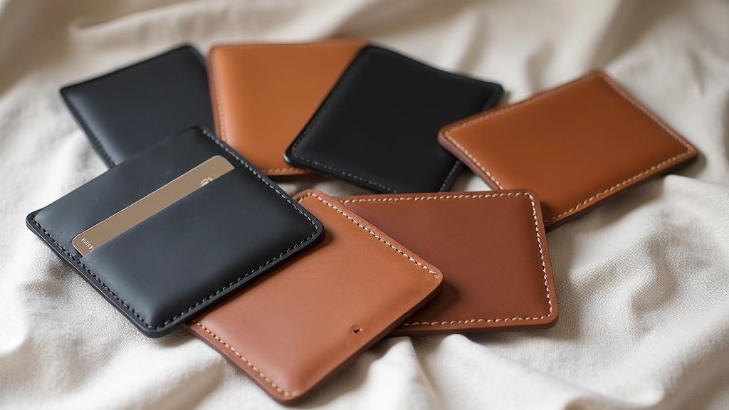 Tenké minimalistické kožené pouzdro na karty, elegantní design, hnědá vegetálně barvená kůže